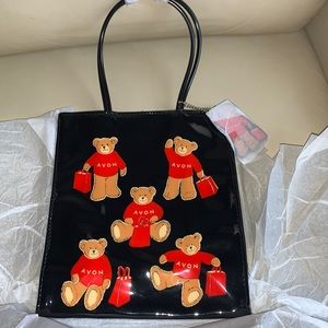 THE 1999 AVON Teddy Bear Tote Bag w/ key chain NWT